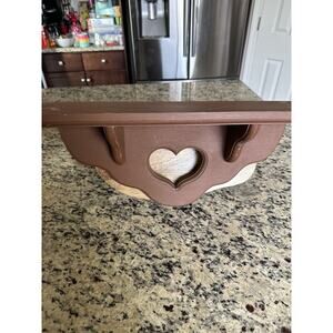 Vintage Wooden Wall Shelf with Heart Cutout Design Country Home Decor